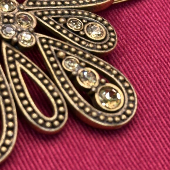 VTG Chico’s Gold-Tone Boho Crystal Flower Choker Pendant Necklace - Picture 3 of 10